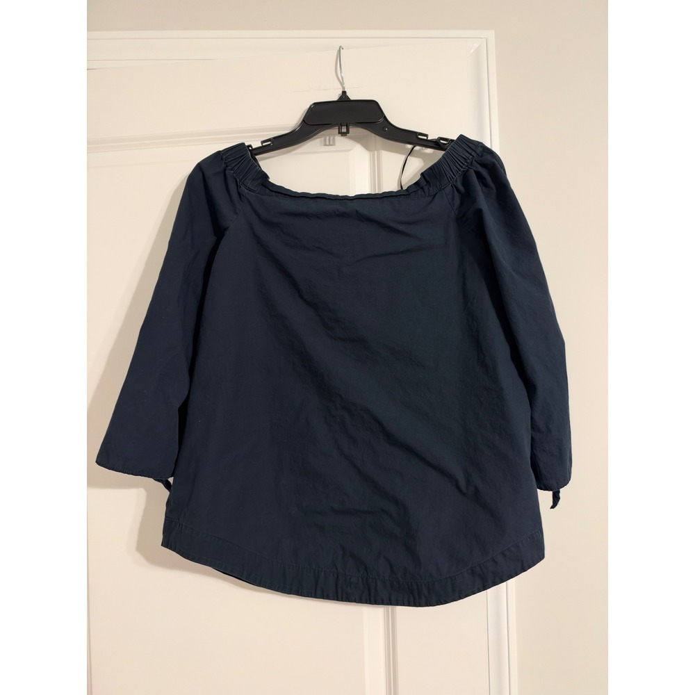 Free People Blouse Women XS Navy Blue Excellent Y2K Off the Shoulder Tie Sleeve